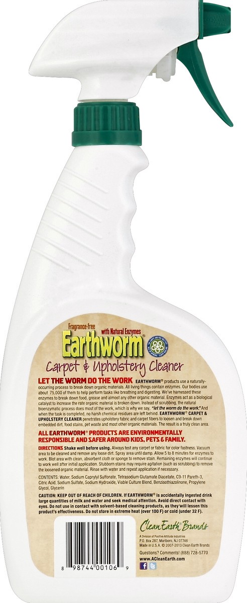 slide 3 of 3, Earthworm Carpet & Upholstery Cleaner, Fragrance-Free, 22 oz