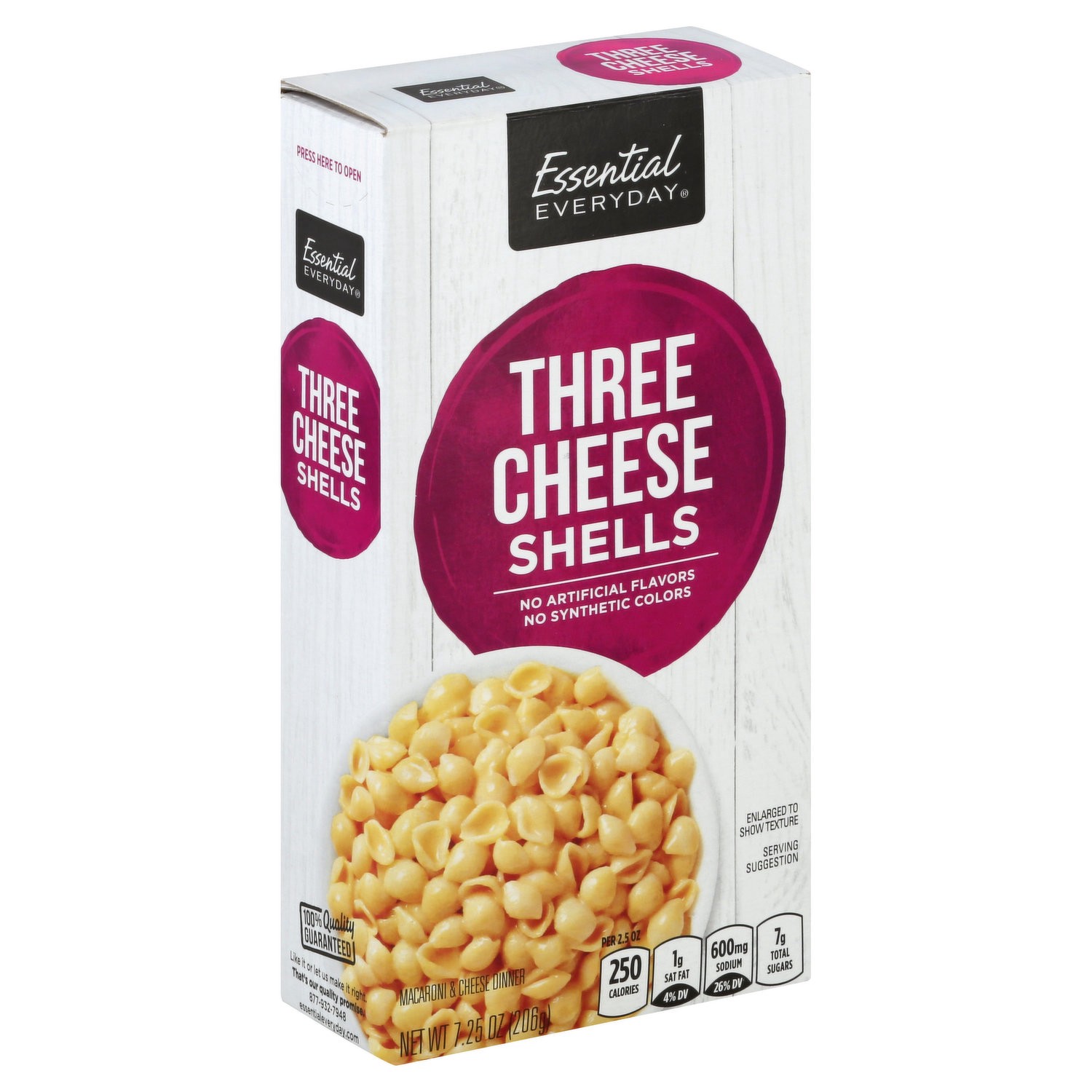 slide 1 of 1, Essential Everyday Three Cheese Mac Mini Shells, 7.25 oz
