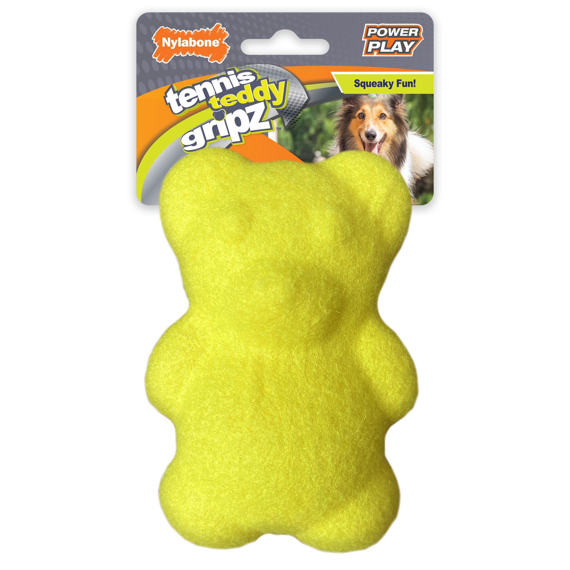 slide 1 of 10, Nylabone Tennis Teddy Gripz Squeaky Dog Toy, 1 ct