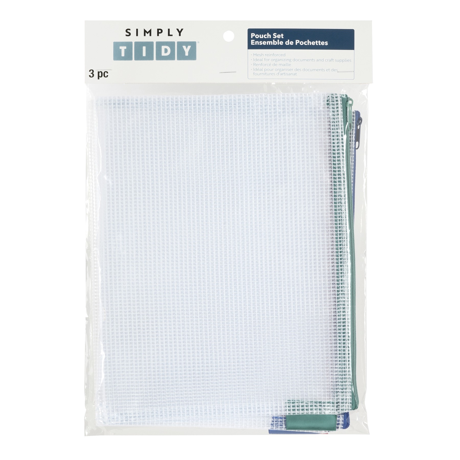 slide 2 of 2, 10" Mixed Mesh Accessory Zipper Pouches By Simply Tidy, 3ct., 3 ct