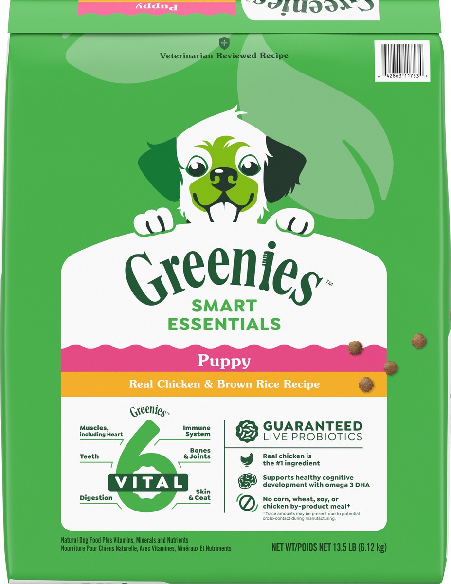 slide 11 of 16, Greenies Smart Essentials Puppy High Protein Dry Dog Food Real Chicken & Brown Rice Recipe, 13.5 lb. Bag, 13.50 lb