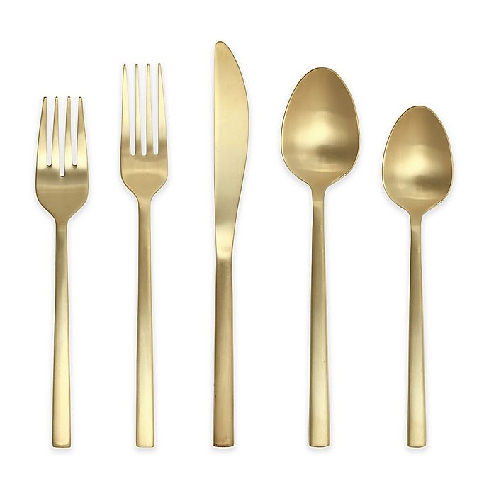 slide 1 of 1, Fortessa Arezzo Flatware Set - Brushed Gold, 20 ct