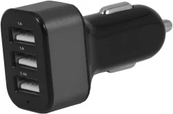 Zgear High Power 3-Port USB Car Charger - Black