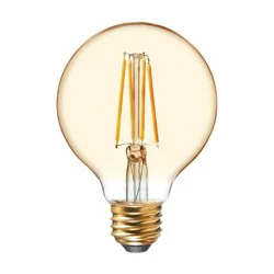 GE Household Lighting 2pk 5.5W 60W Equivalent LED Globe Light Bulbs Amber Glass Warm Candle Light