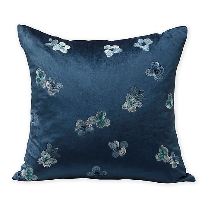 slide 1 of 1, MM Linen Hydrangea Petite Embroidered Floral Square Throw Pillow - Blue, 1 ct