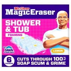 Mr Clean Mr. Clean Magic Eraser Sponge, Bathroom Cleaner, Soap Scum Shower & Tub Cleaner, Lemon, 6ct