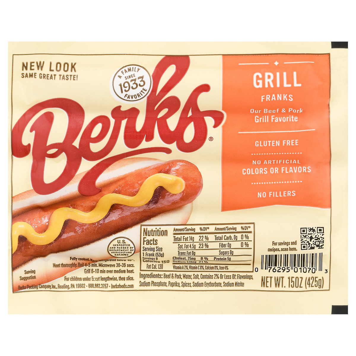 slide 3 of 13, Berks Grill Frank 8 Count - 15 Oz., 15 oz