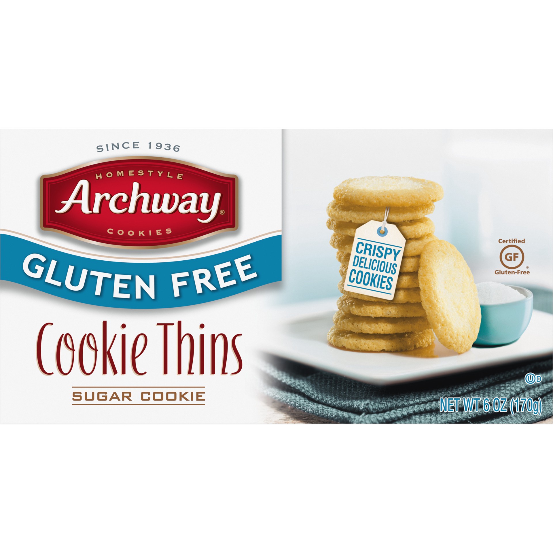 slide 3 of 5, Archway Cookies Gluten Free Cookies, Sugar Cookie Thins, 6 Oz, 6 oz