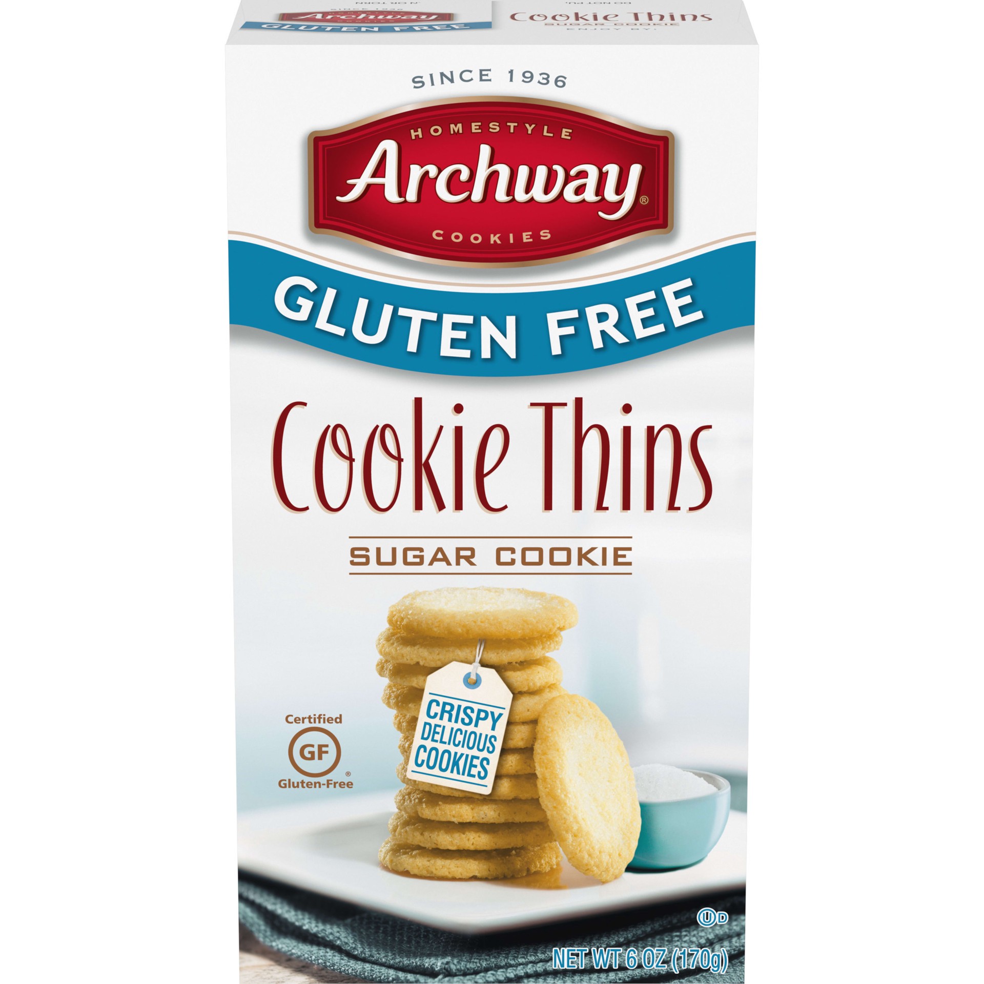 slide 1 of 5, Archway Cookies Gluten Free Cookies, Sugar Cookie Thins, 6 Oz, 6 oz