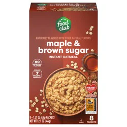 Food Club Maple & Brown Sugar Instant Oatmeal - 8 ea
