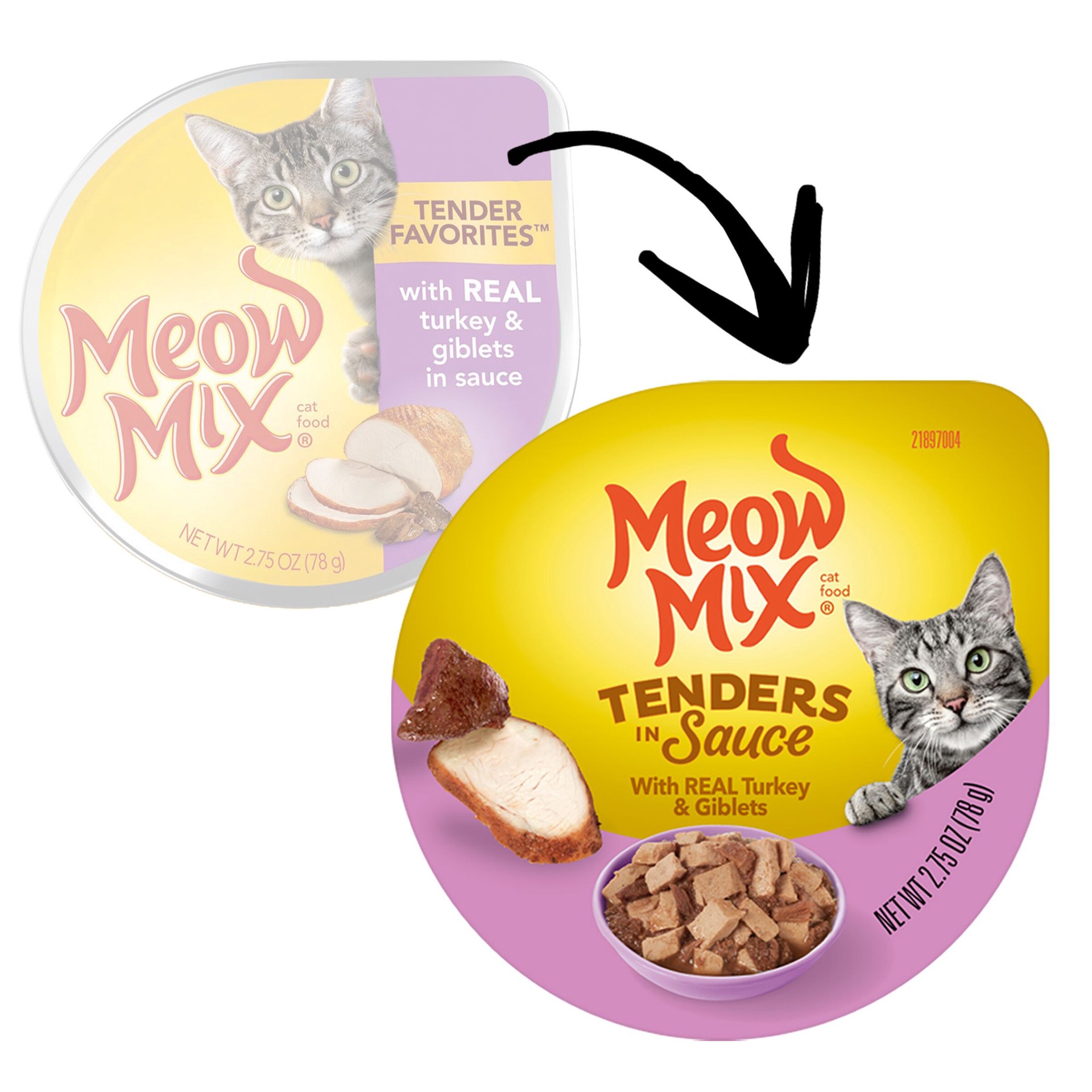 slide 2 of 10, Meow Mix Tender Favorites Cat Food, W/ Real Turkey & Giblets In Sauce, 2.75 oz