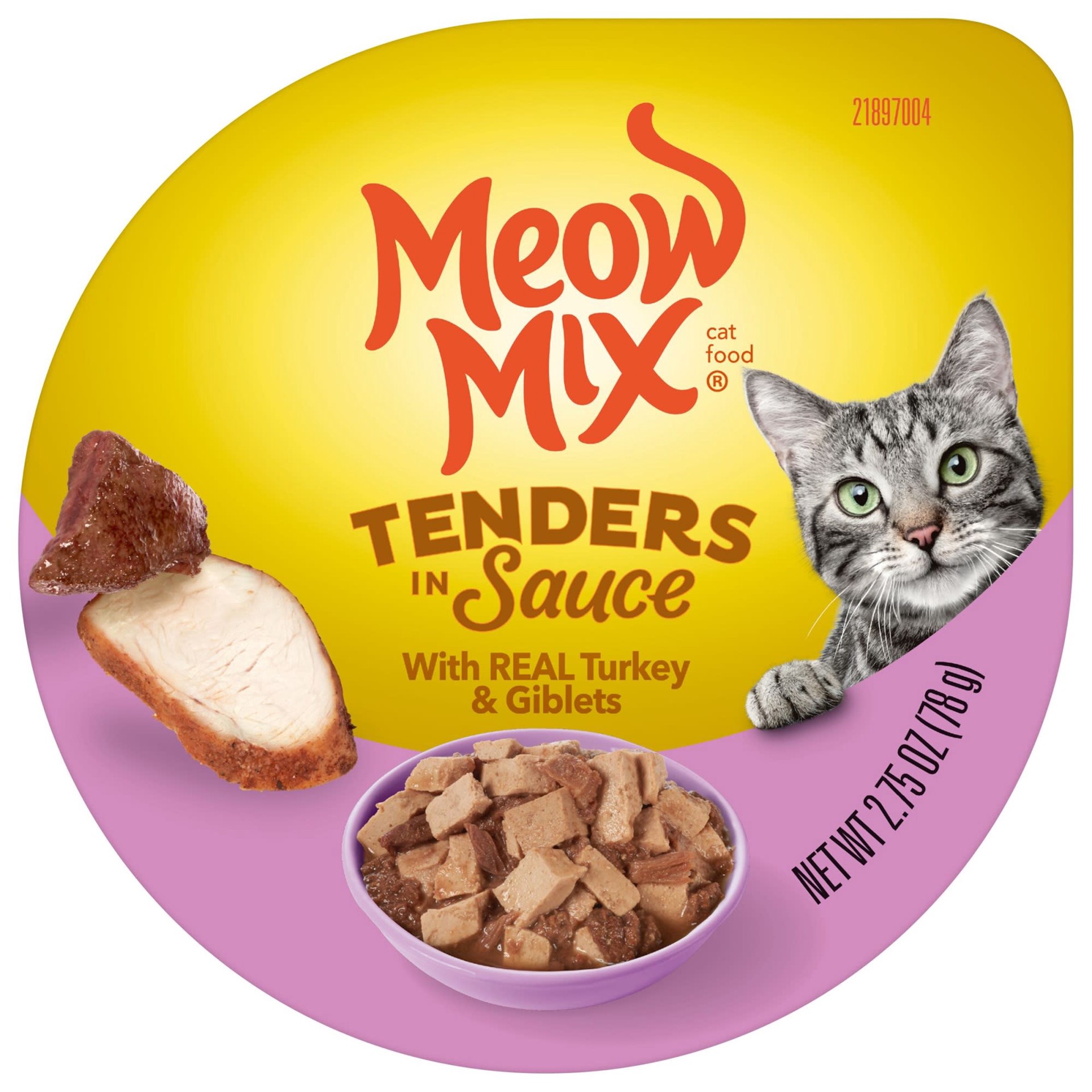 slide 1 of 10, Meow Mix Tender Favorites Cat Food, W/ Real Turkey & Giblets In Sauce, 2.75 oz