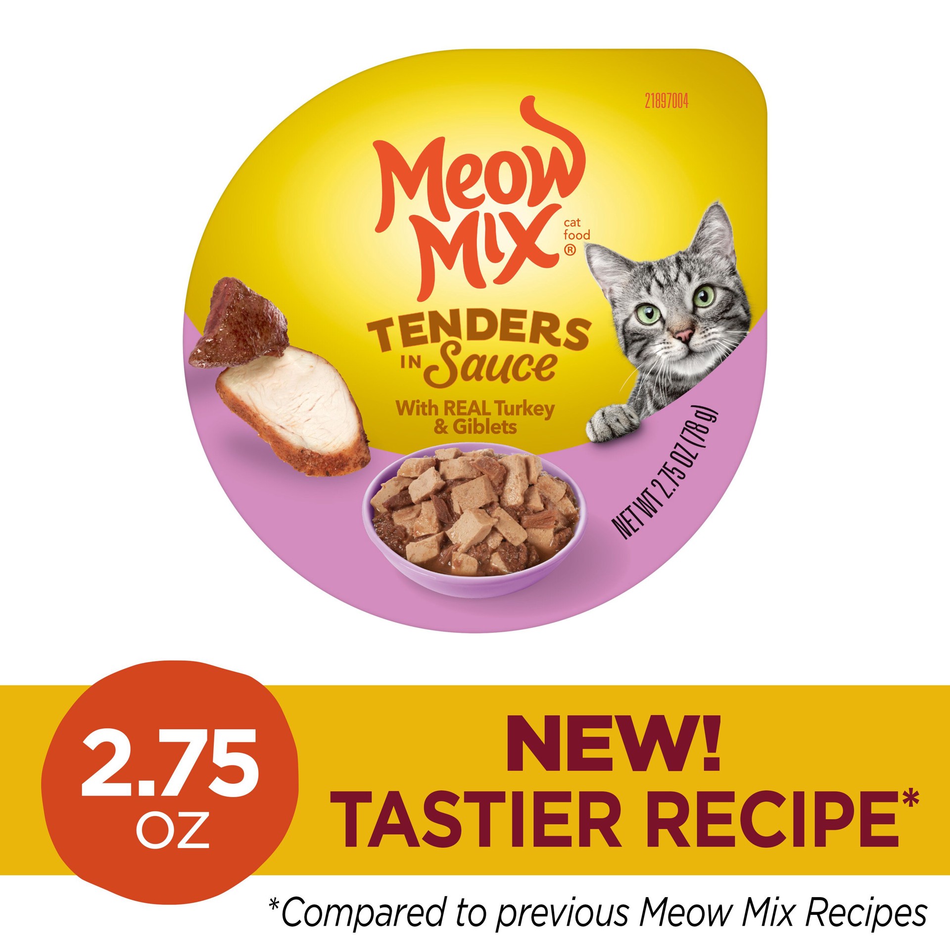 slide 8 of 10, Meow Mix Tender Favorites Cat Food, W/ Real Turkey & Giblets In Sauce, 2.75 oz