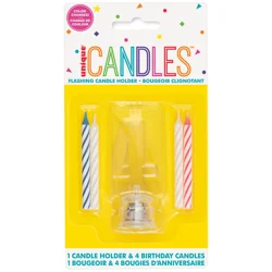 Unique Industries Flashing Candle Holder With Birthday Candle, 4