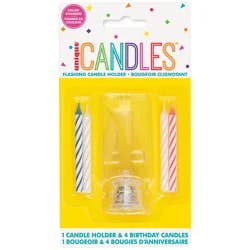 Unique Industries Flashing Candle Holder With Birthday Candle, 4