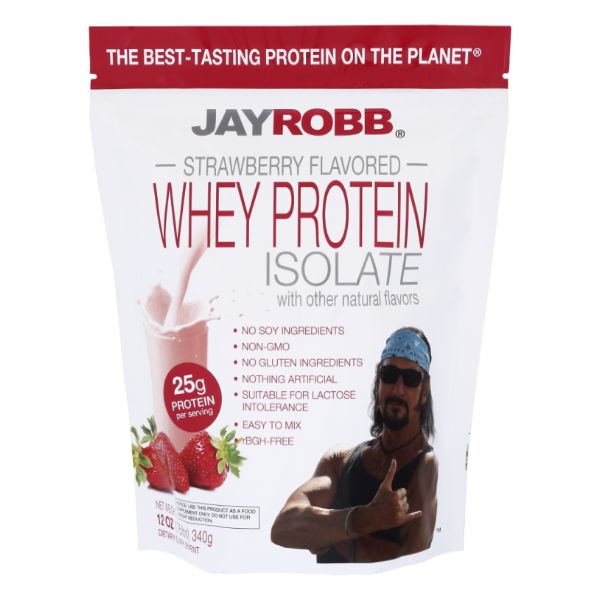 slide 1 of 1, Jay Robb Strawberry Whey Protein, 12 oz