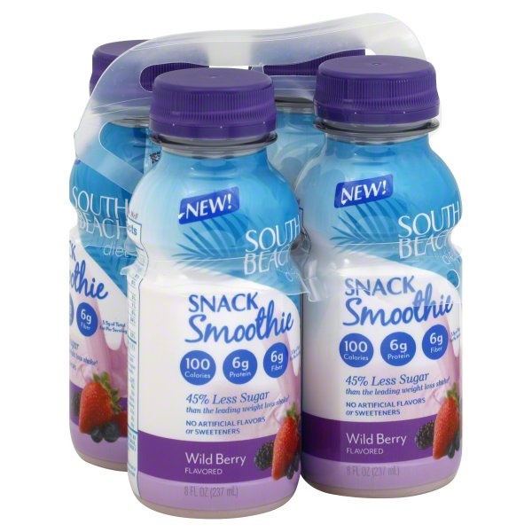 slide 1 of 1, South Beach Diet Smoothie, Snack, Wild Berry Flavored, 4 ct