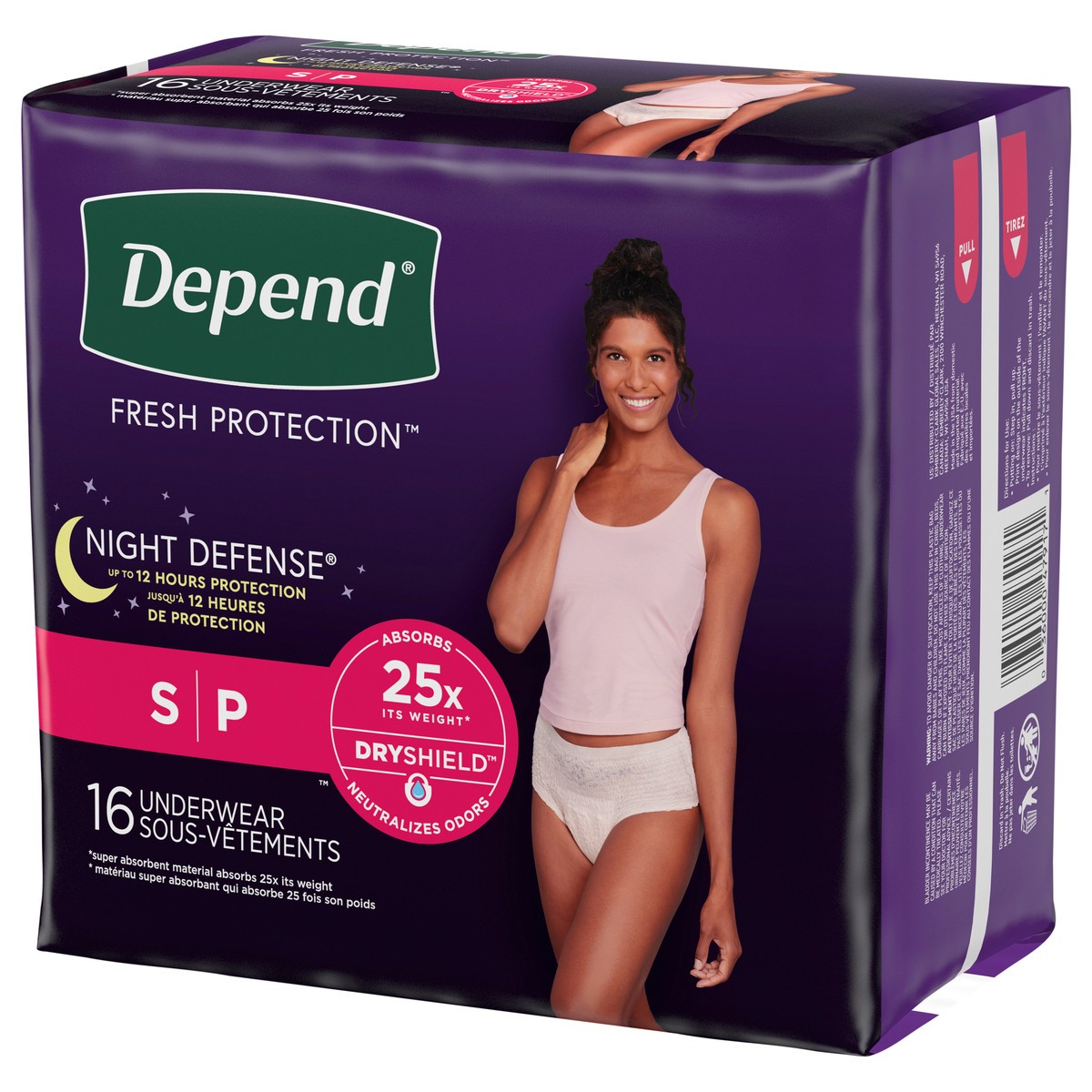 slide 3 of 9, Depend Night Defense Adult Incontinence Underwear for Women, Disposable, Overnight, Small, Blush, 16 Count (Packaging May Vary), 16 ct