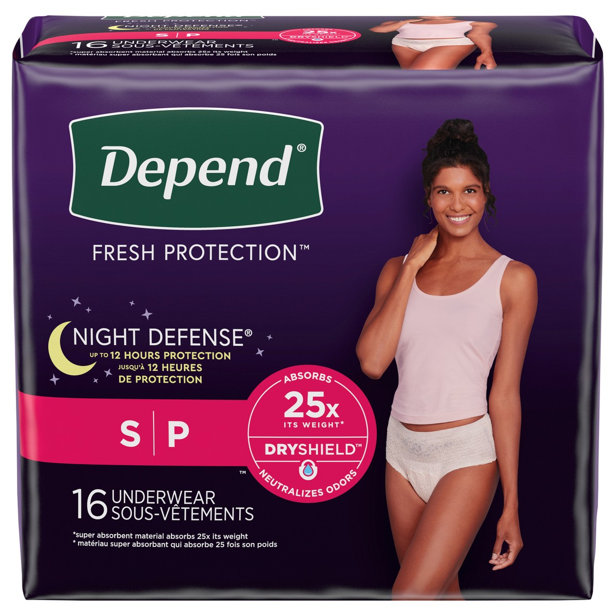 slide 1 of 9, Depend Night Defense Adult Incontinence Underwear for Women, Disposable, Overnight, Small, Blush, 16 Count (Packaging May Vary), 16 ct