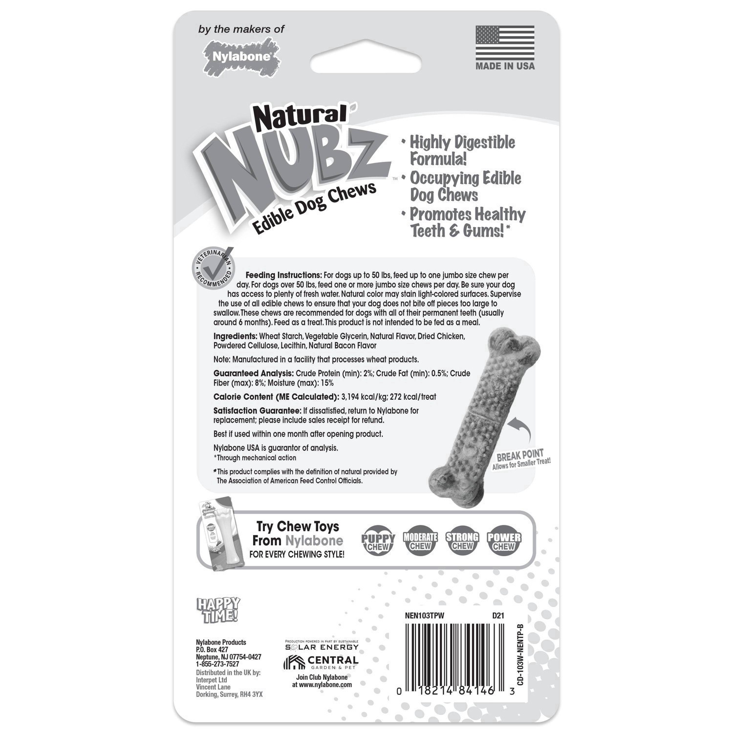 slide 16 of 51, Nylabone Nubz Bacon Twin Pack Jumbo Dog Chews Dental Dog Treats - 6oz, 6 oz