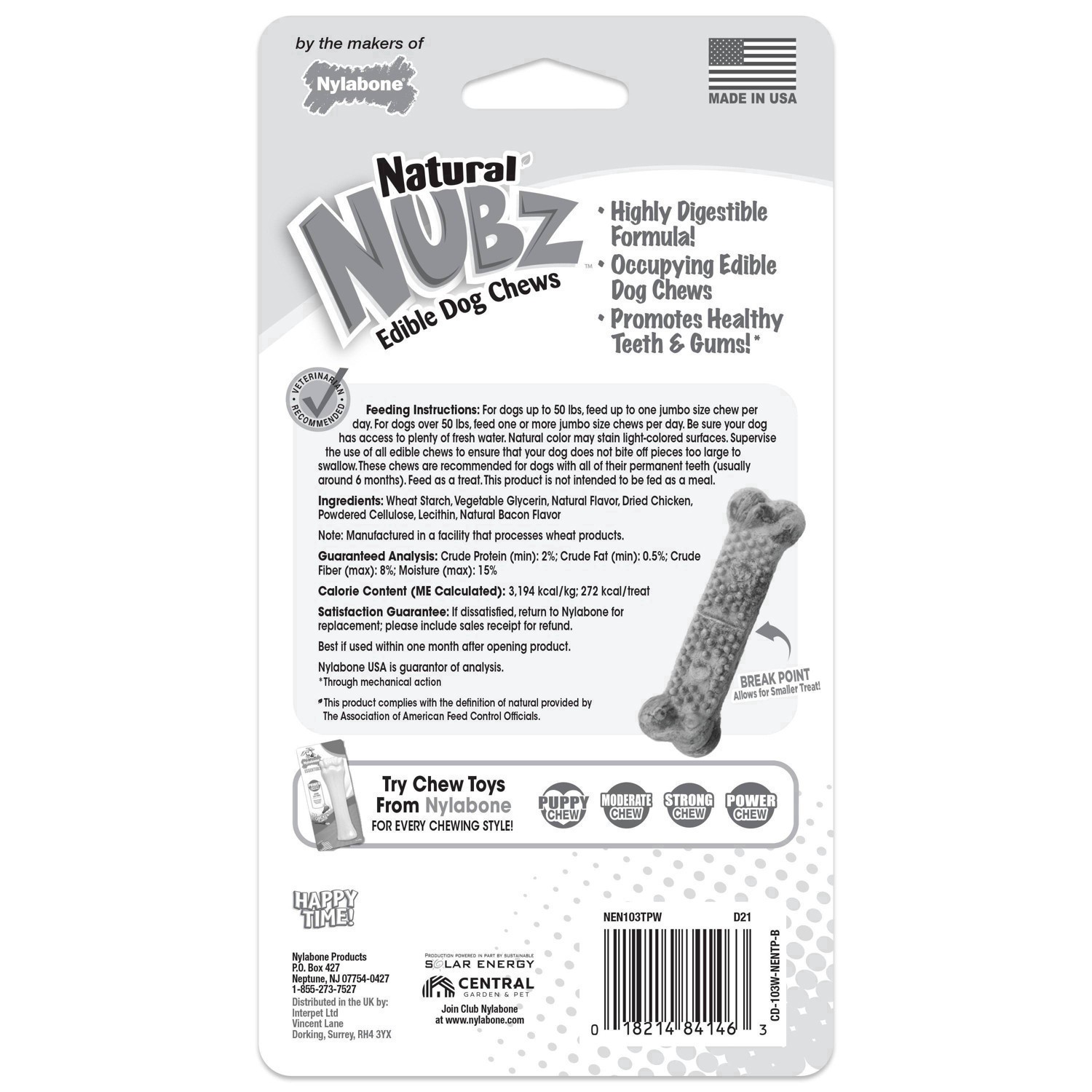 slide 47 of 51, Nylabone Nubz Bacon Twin Pack Jumbo Dog Chews Dental Dog Treats - 6oz, 6 oz