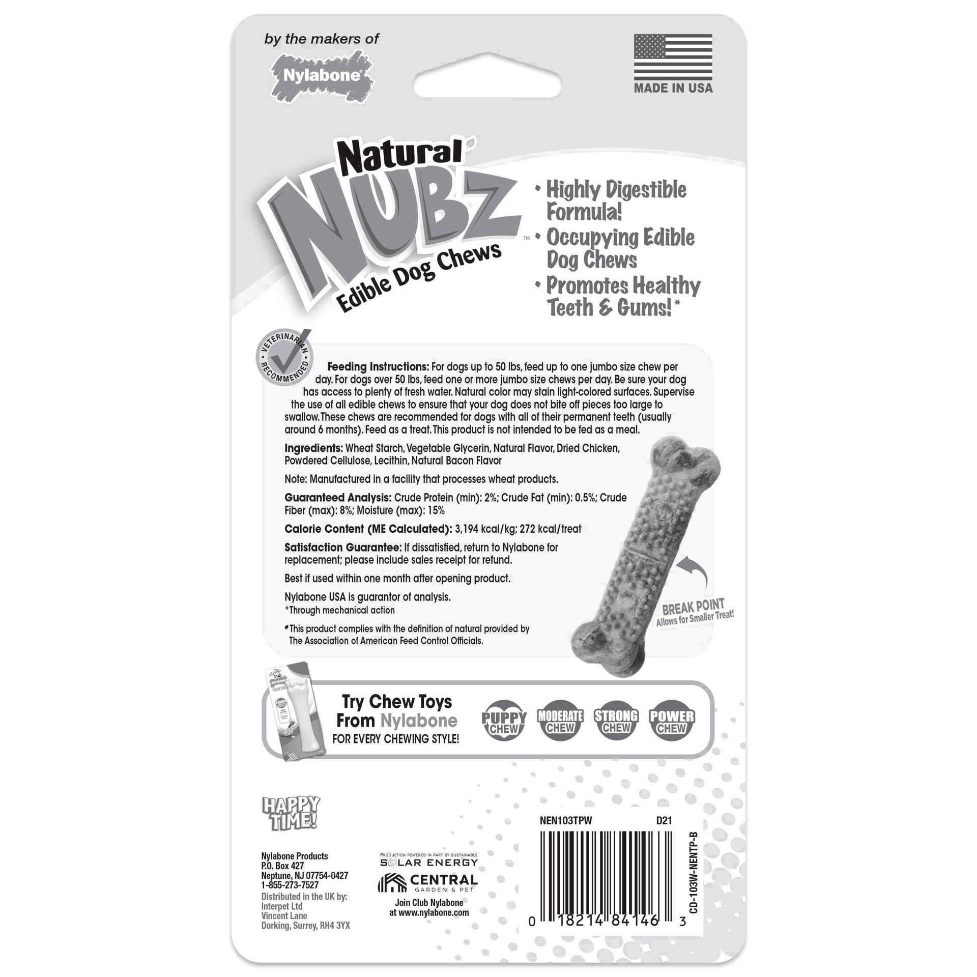 slide 20 of 51, Nylabone Nubz Bacon Twin Pack Jumbo Dog Chews Dental Dog Treats - 6oz, 6 oz