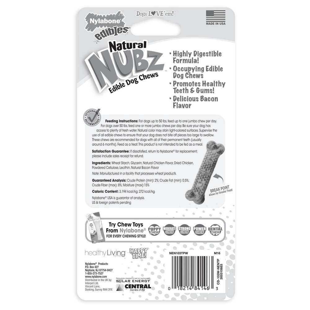 slide 39 of 51, Nylabone Nubz Bacon Twin Pack Jumbo Dog Chews Dental Dog Treats - 6oz, 6 oz