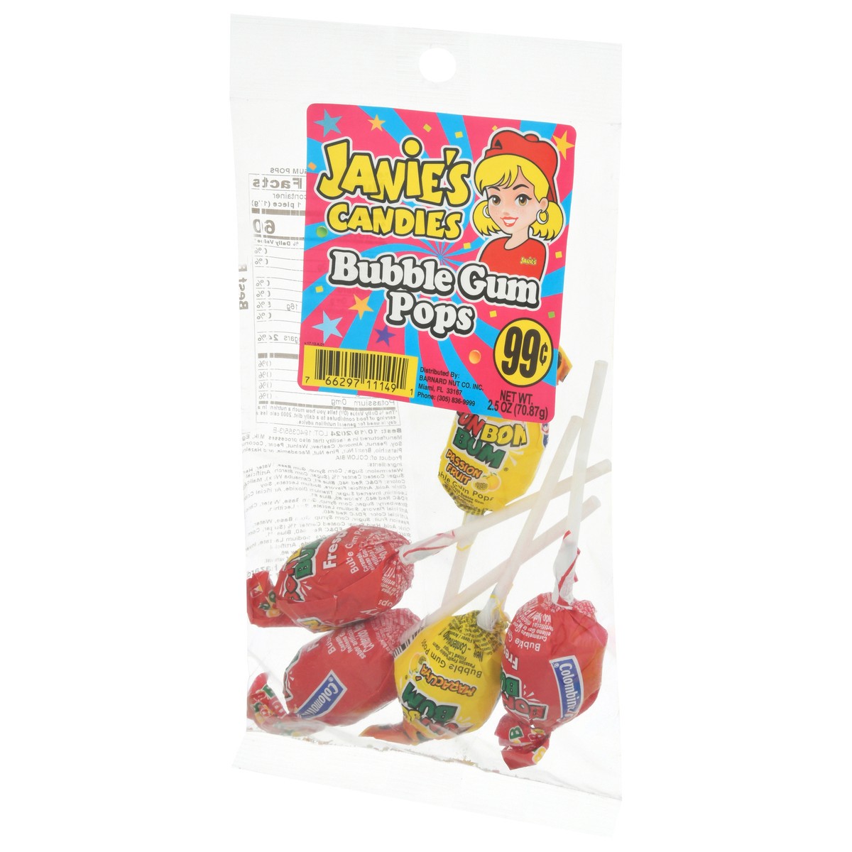 slide 2 of 14, Janie's Candies Bubble Gum Pops 2.5 oz, 2.5 oz