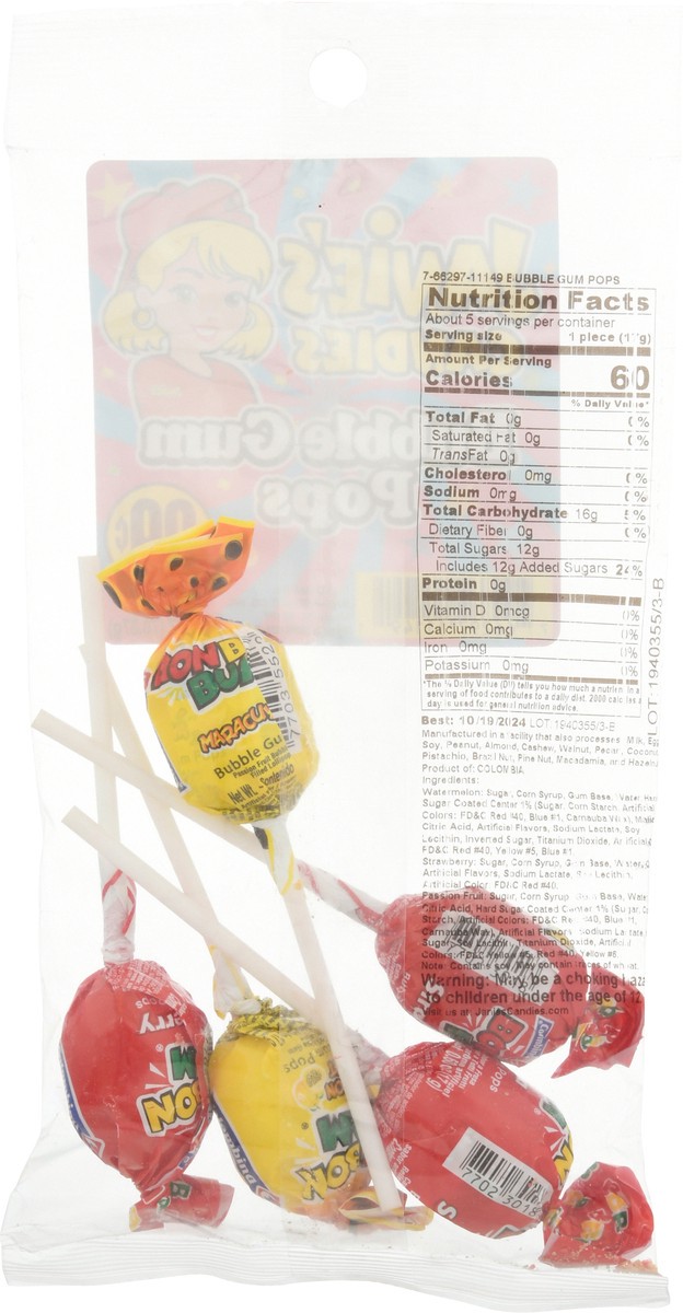 slide 5 of 14, Janie's Candies Bubble Gum Pops 2.5 oz, 2.5 oz