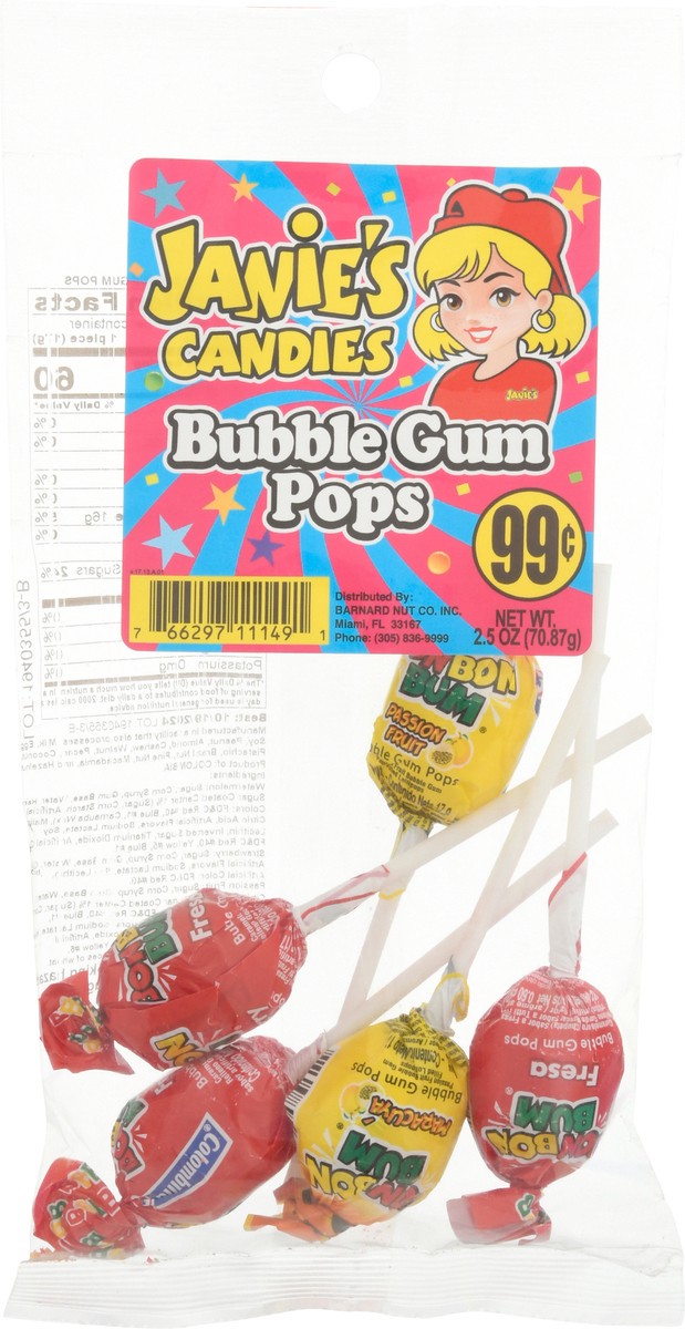 slide 7 of 14, Janie's Candies Bubble Gum Pops 2.5 oz, 2.5 oz