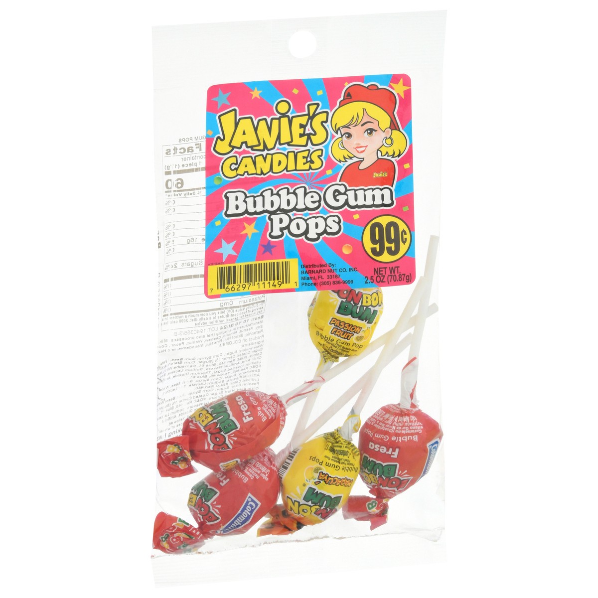 slide 6 of 14, Janie's Candies Bubble Gum Pops 2.5 oz, 2.5 oz