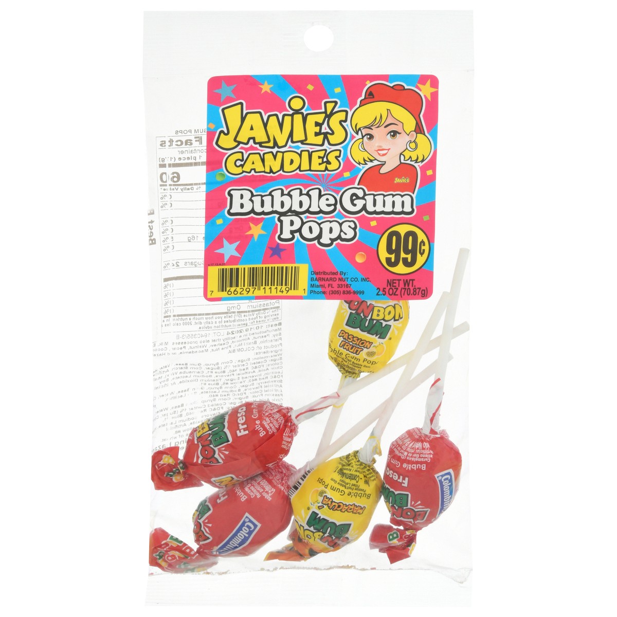 slide 14 of 14, Janie's Candies Bubble Gum Pops 2.5 oz, 2.5 oz