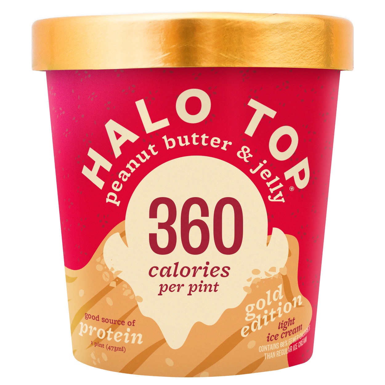 slide 1 of 1, Halo Top Ice Cream Peanut Butter & Jelly, 16 oz