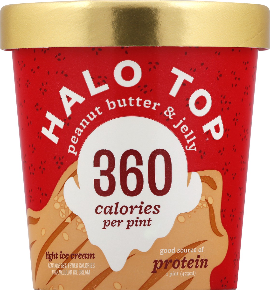 slide 1 of 9, Halo Top Light Peanut Butter & Jelly Ice Cream 1 pt, 1 pint