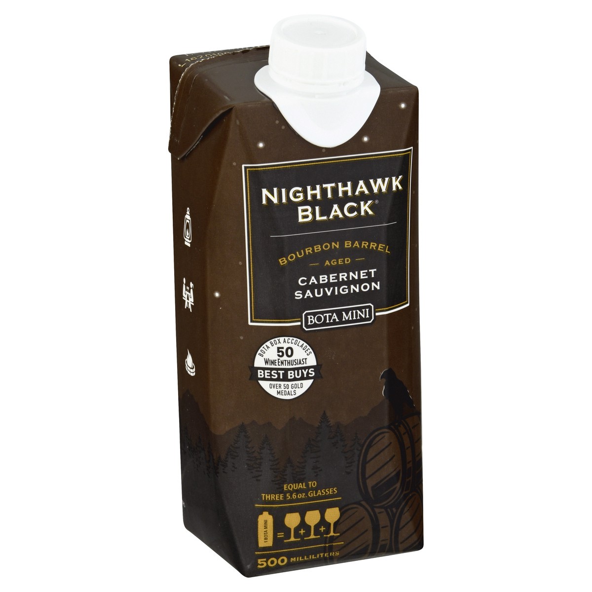 slide 3 of 9, Nighthawk by Bota Nighthawk Mini by Bota Box Bourbon Barrel Aged Cabernet Sauvignon Red Wine, 500mL, 13.5% ABV, 500 ml