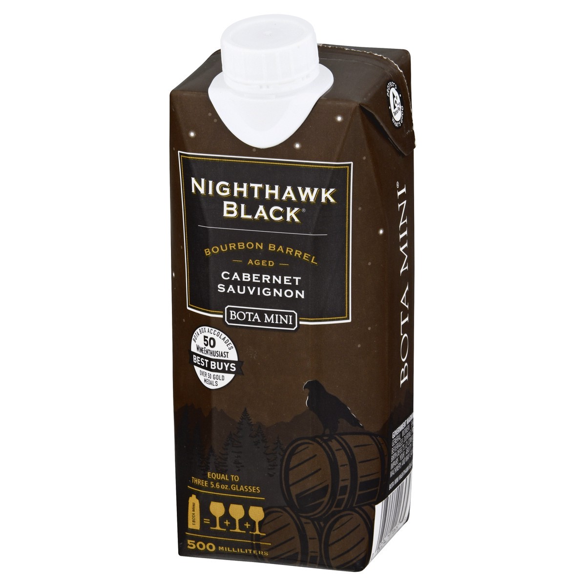 slide 5 of 9, Nighthawk by Bota Nighthawk Mini by Bota Box Bourbon Barrel Aged Cabernet Sauvignon Red Wine, 500mL, 13.5% ABV, 500 ml