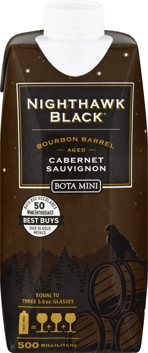slide 4 of 9, Nighthawk by Bota Nighthawk Mini by Bota Box Bourbon Barrel Aged Cabernet Sauvignon Red Wine, 500mL, 13.5% ABV, 500 ml