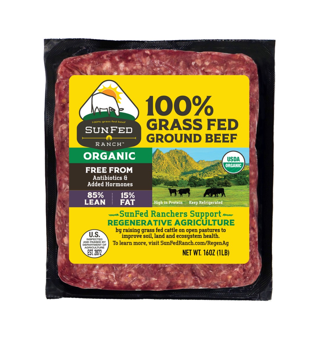 slide 1 of 3, SunFed Ranch Ground Beef, 16 oz