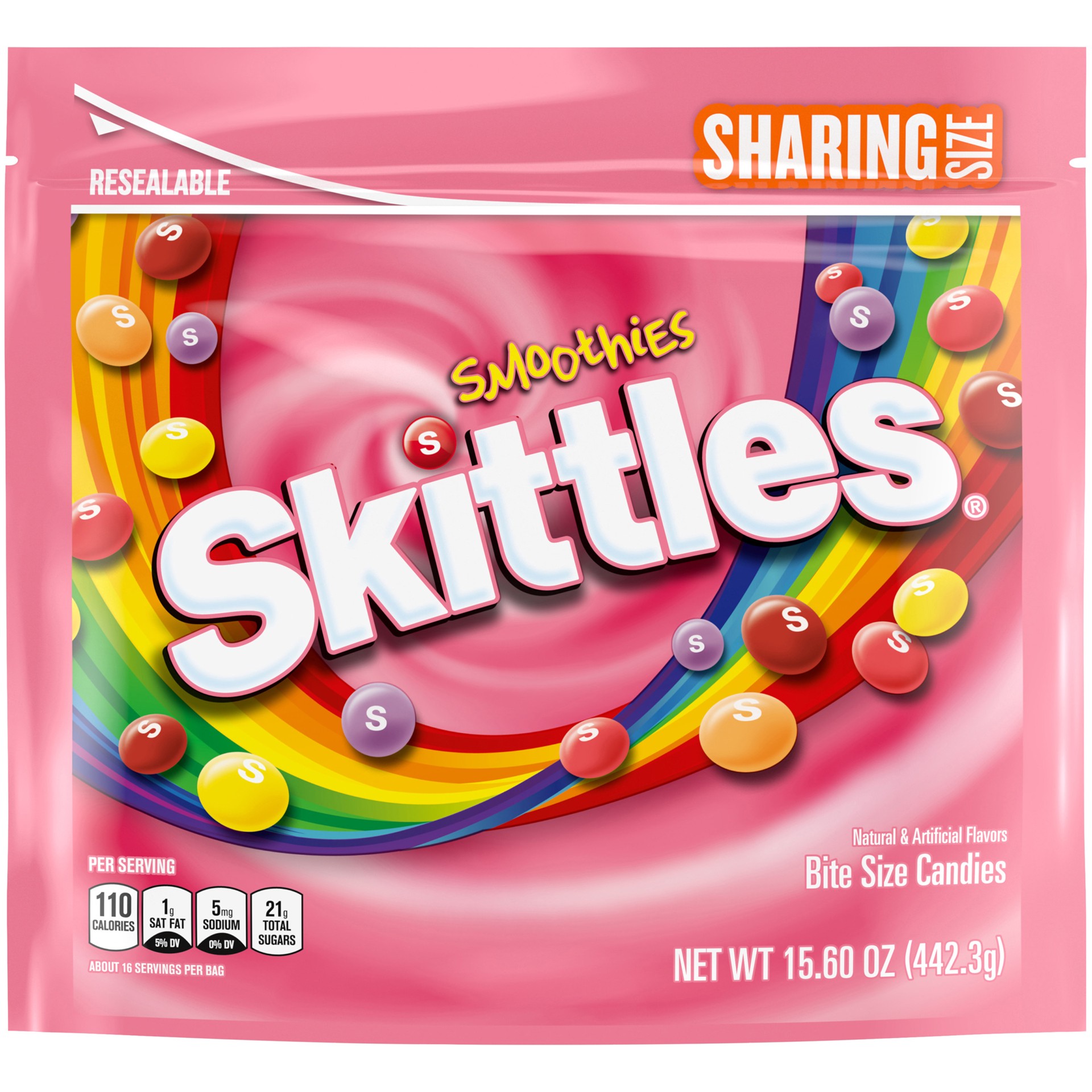 slide 1 of 8, SKITTLES Smoothies Chewy Candy, Sharing Size, 15.6 oz Bag, 15.6 oz