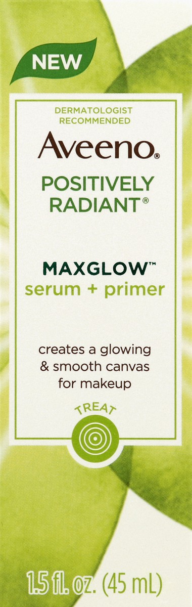 slide 4 of 6, Aveeno Positively Radiant MaxGlow Hydrating Face Serum + Primer with Moisture Rich Soy & Kiwi Complex, Hypoallergenic, Non-Comedogenic, Paraben- & Phthalate-Free, 1.5 fl. oz, 1.5 fl oz