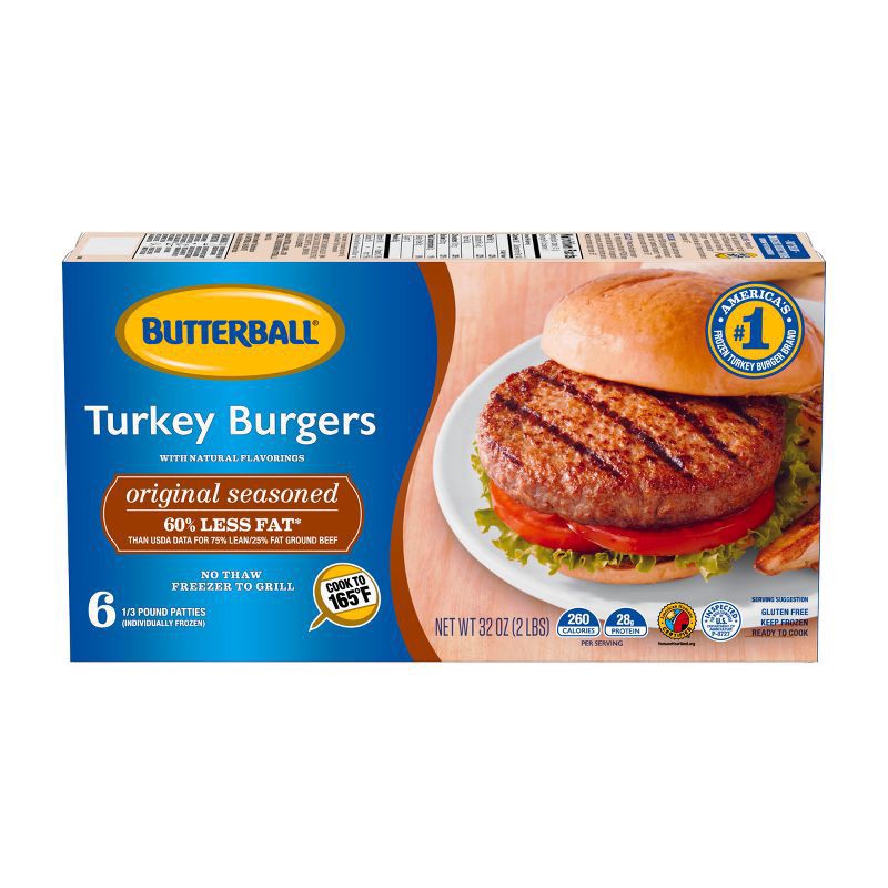 slide 1 of 4, Butterball Seasoned Turkey Burger, 2 lb