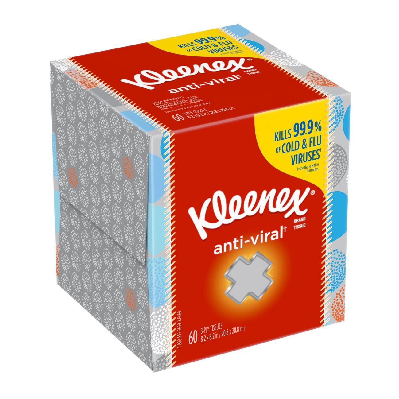 slide 1 of 10, Kleenex Anti-Viral 3-Ply Facial Tissue - 55ct, 55 ct