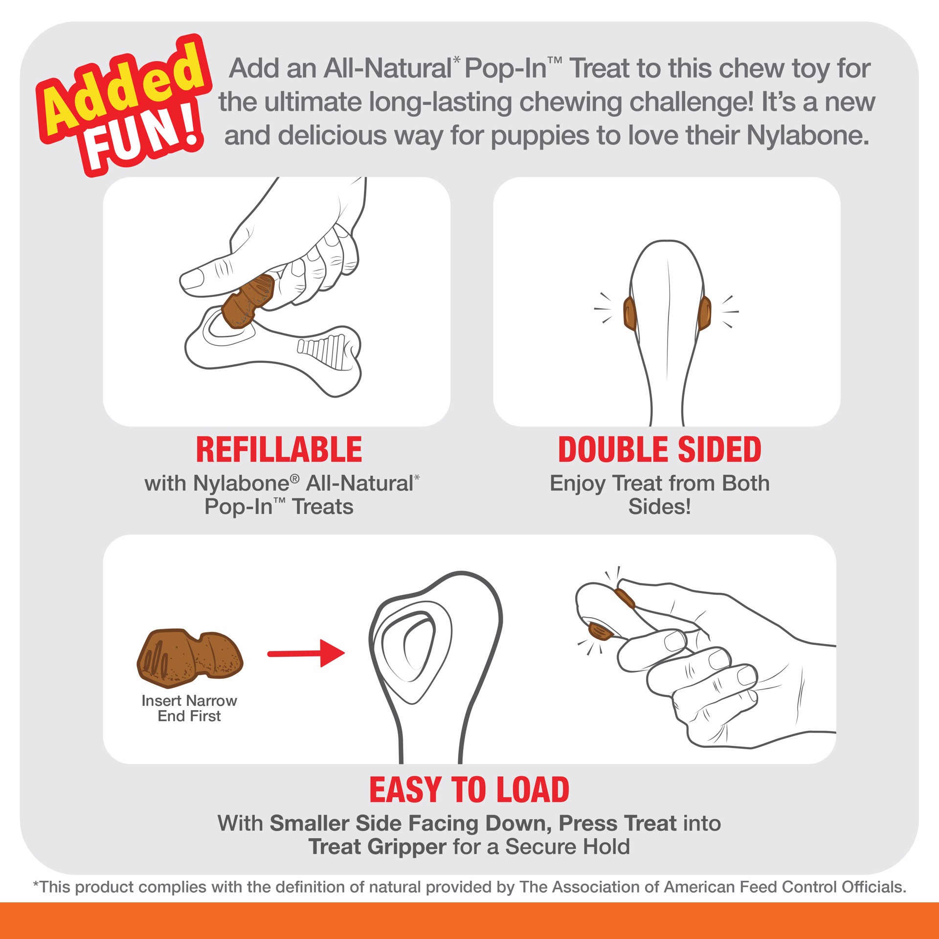 slide 9 of 10, Nylabone Power Chew Knuckle Bone & Pop-In Treat Toy Combo Chicken Pop-In X-Small/Petite - Up to 15 lbs.(1 Count), SM