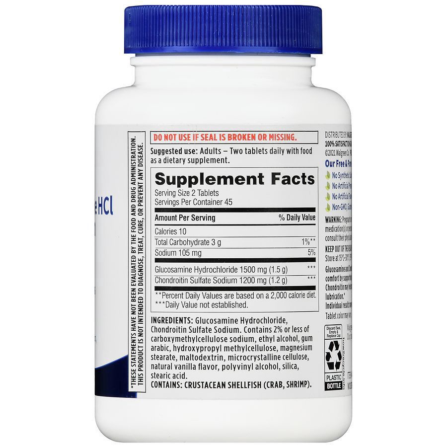 slide 2 of 5, Walgreens Extra Strength Glucosamine HCl Chondroitin Sulfate Tablets, 90 ct