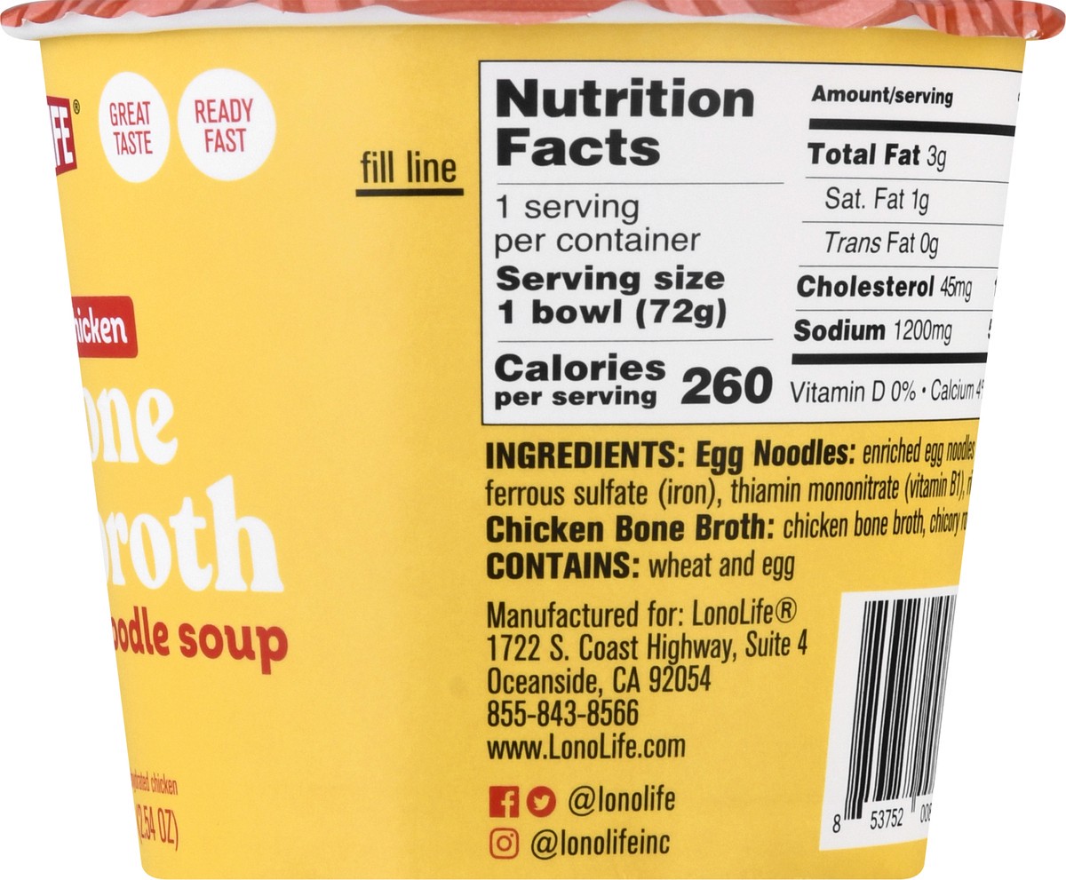 slide 9 of 12, LonoLife Bone Broth Chicken Noodle Soup 72 gr, 72 g