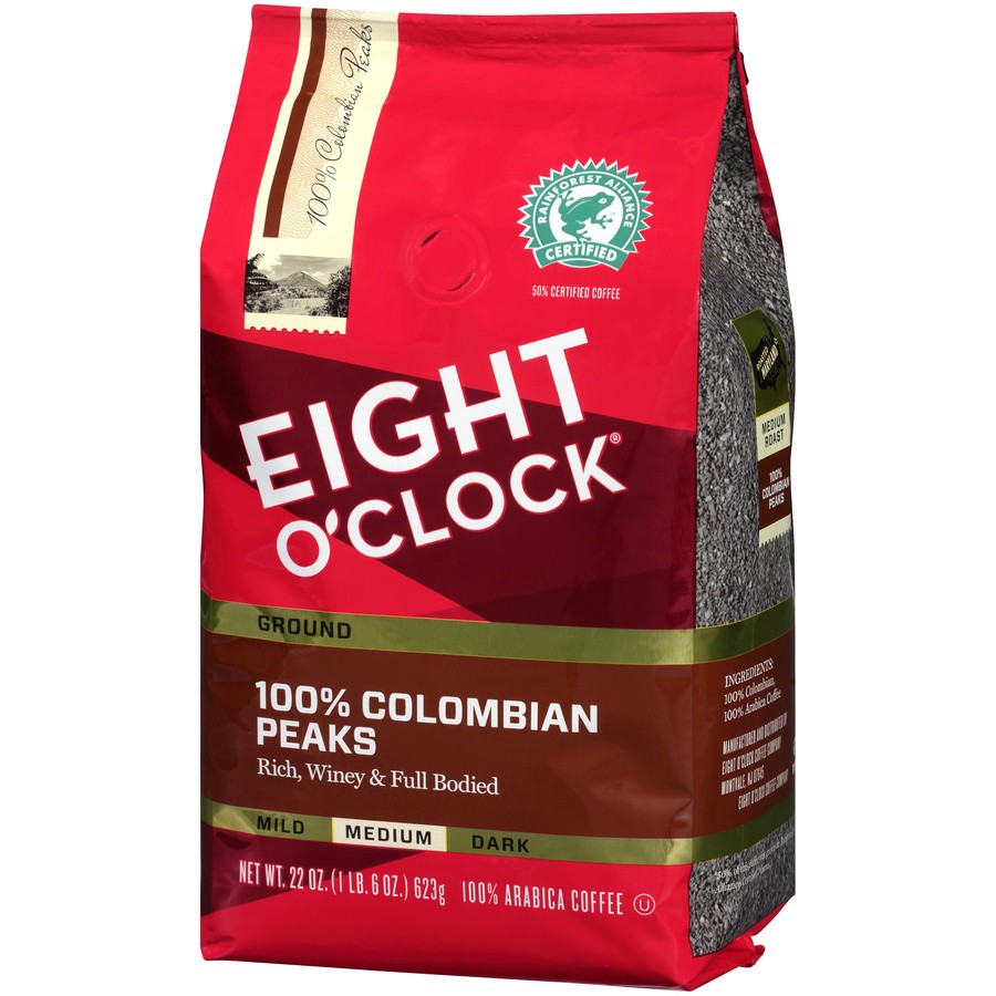 slide 3 of 7, Eight O'Clock Coffee Coffee, Ground, Medium Roast, 100% Colombian Peaks - 22 oz, 22 oz