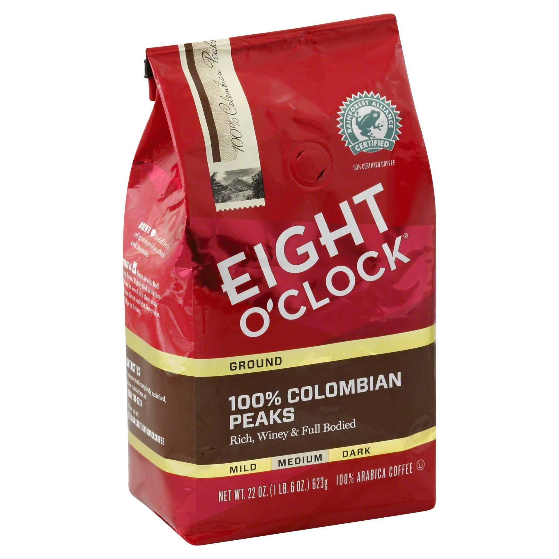 slide 1 of 7, Eight O'Clock Coffee Coffee, Ground, Medium Roast, 100% Colombian Peaks - 22 oz, 22 oz