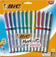 slide 1 of 1, BIC Mark-It Ultra Fine Point Permanent Marker Assorted Colors, 12 ct