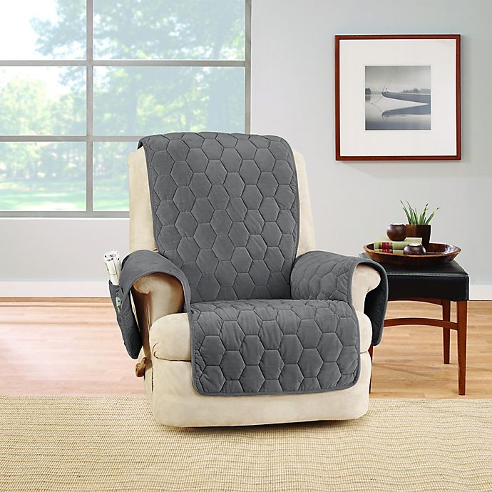 slide 1 of 2, SureFit Home Decor Silky Touch Recliner Protector - Grey, 1 ct