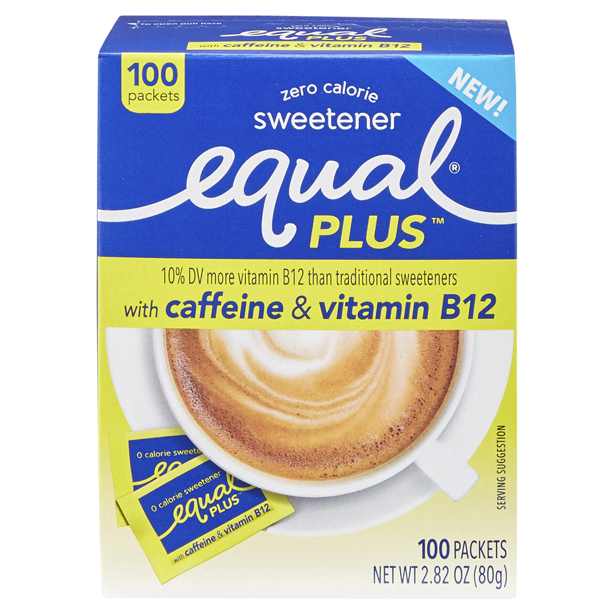 slide 1 of 1, Equal Plus with Caffeine & Vitamin B12, 100 ct; 2.82 oz